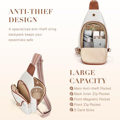 Missnine PU Leather Sling Bag for Women Anti-theft Crossbody Large Sling Backpack Travel Bag Purse3