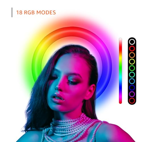 Amazon Basics 12-inch RGB Ring Light with Mini Tripod Stand | 18 RGB Colour Patterns | Dimmable Lighting for YouTube, Photoshoot, Video, Livestreaming, Makeup & Vlogging - Image 5