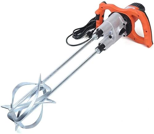 ATO Mezclador de cemento eléctrico de 110 V 1800 W, paleta doble portátil, mezclador de hormigón de mortero de mano con varilla M14 para mezclar