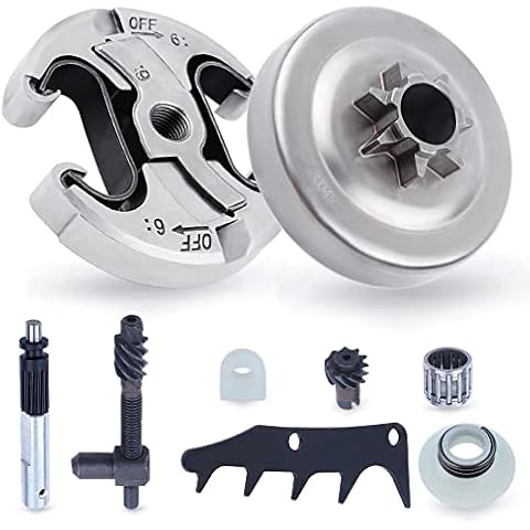 Adefol .325" 7T Chainsaw Clutch Drum Kit Replacement Parts with Oil Pump, Worm Gear, Needle Bearing, Bucking Spike, Chain Adjuster Tensioner Kit for Husqvarna 445 445E 450 450E Cover