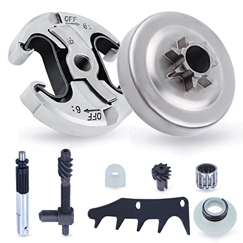 Kit de Piñón para Husqvarna 445 445II 445E 450 Motosierra, ADEFOL Piñón (7 Dientes) + Tambor de Embrague + Garra + Bomba de Aceite Piezas de Repuesto Accesorio