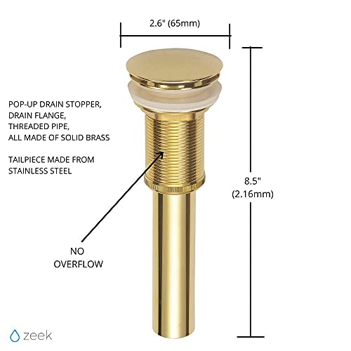 Zeek Stainless Steel Gold Bathroom Sink Above Counter Modern Vessel Basin Pvd Nano Coating 14" Round Sink With Pop Up Drain #TOP5