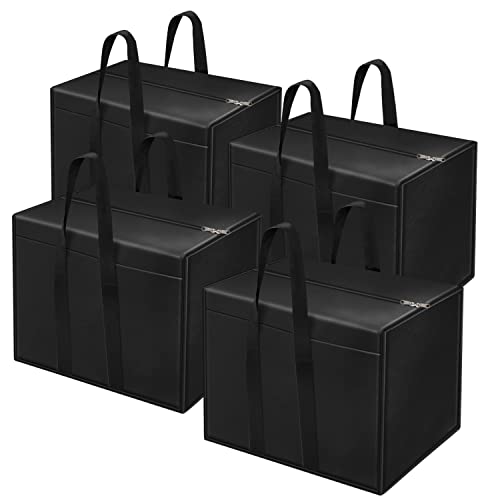 Storite 4 Pack Nylon 85 L Moisture Proof Multi-Purpose Underbed Storage Bag/Clothing Storage Organiser/Toy Storage/Stationery Paper Storage Bag with Zipper and Strong Handle (Black,57×36.8 x40.5 cm) Storite 4 Pack Nylon 85 L Moisture Proof Multi-Purpose Underbed Storage Bag/Clothing Storage Organiser/Toy Storage/Stationery Paper Storage Bag with Zipper and Strong Handle (Black,57×36.8 x40.5 cm)