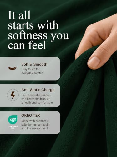 Image of Utopia Bedding Soft Fleece Bed Blanket Queen Size Forest Green (90x90 Inch)