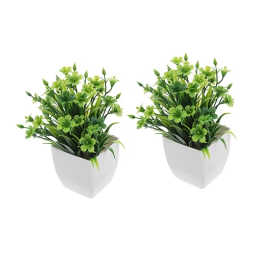 TOGEVAL 2個 ?真盆栽 リアルな観葉植物風フェイクグリーン 室内用オフィスデスクトップ装飾 メンテナンス不要で便利 パステルルームやホー