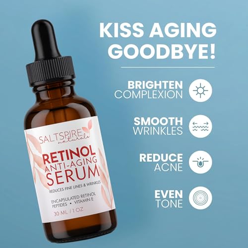 Image of Retinol Anti-Aging Serum - Encapsulated Retinol with Peptides & Vitamin E | Reduces Fine Lines, Wrinkles & Improves Skin Texture | Night Repair Serum | 30 mL / 1 oz