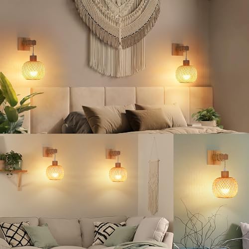 Liyabber Applique Murale Intérieur Vintage, Lampe Murale en Bois et Métal – vue 8