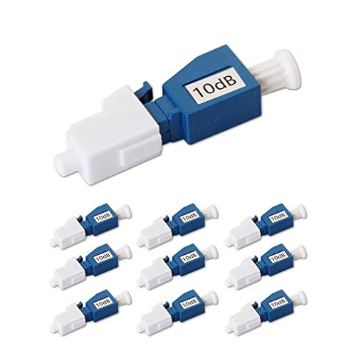 10 Pack Single Mode LC 10dB Fiber Optic Attenuator, LC/UPC in-Line Fiber Attenuator, Male to Female, Single-Mode Fixed, SM, dB Options: 3dB, 5dB, 7dB, 10dB