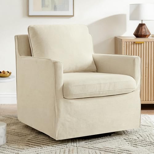 KISLOT Swivel Accent Chair Rocking Recliner 360 Degree Swivel Armchair Machine-Washable Cover for Nursery Living Room Bedroom
