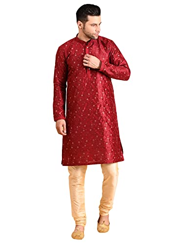 Image of Uri and MacKenzie Embroidery Silk Men's Kurta Pyjama Set
