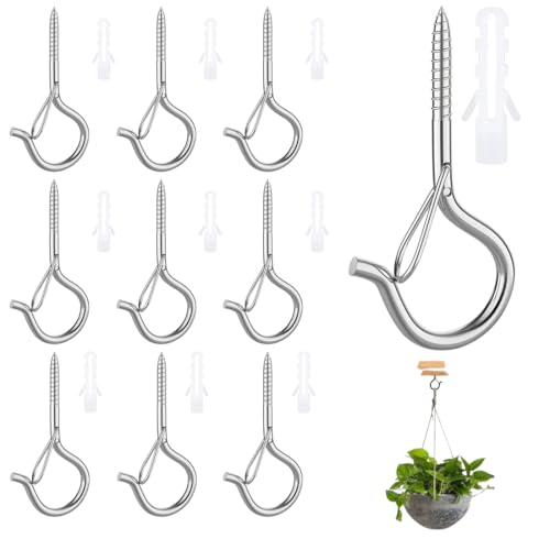 EYVRPAU 10 Pièces Crochets à Vis en Acier Inoxydable Robustes avec Sécurité pour Suspendre Paniers de Plantes Décoration de Noël Filet pour Chat