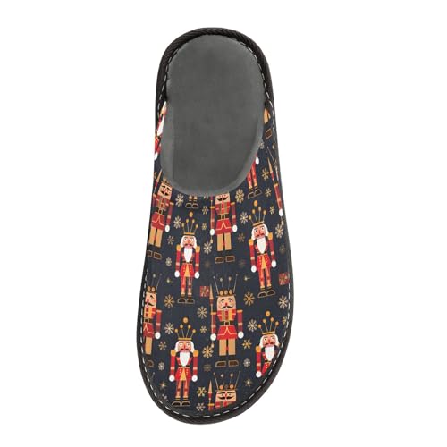Slippers for Women Christmas Golden Nutcracker Pattern Soft Winter Warm Shoes Indoor Outdoor Non-Slip House Travel Slippers3