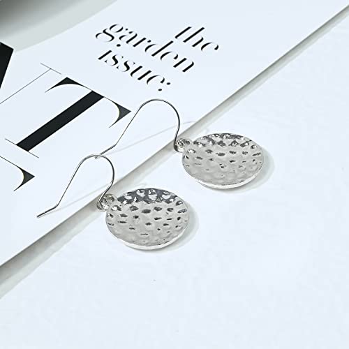 Sterling Silver Earrings, Hypoallergenic Handmade Earrings, 18Mm Disc Dangle Earrings, Circle Earrings For Women, Drop Earrings Fashion Trendy #TOP1