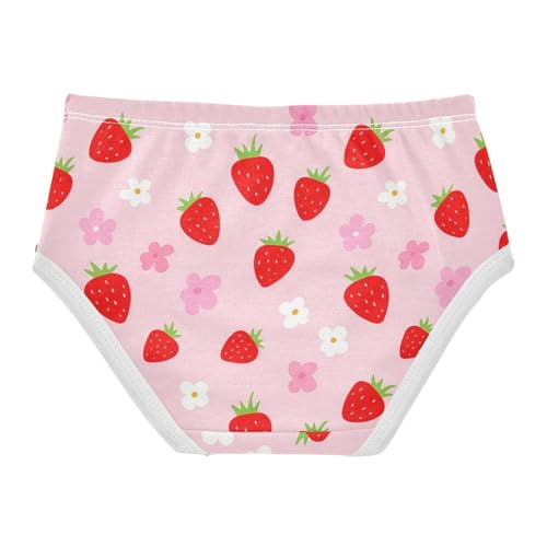 Girls' Underwear Strawberry Flowers Floral Toddle Brief Panties 2-8 Years 203007202
