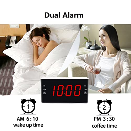 Fuhongyuan Digital Alarm Clock Radio, Alarm Clocks For Bedrooms With Am/Fm Radio, 1.6 Inch Red Digit Display With Dimmer, Dual Alarm, Snooze, Sleep Timer (Red) #TOP3