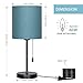 HAITRAL Modern Table Lamp, Simple Desk Lamp with Fabric Shade, Pull Chain Switch Stick Lamp for Bedroom, Living Room, Office Den, Dark Blue