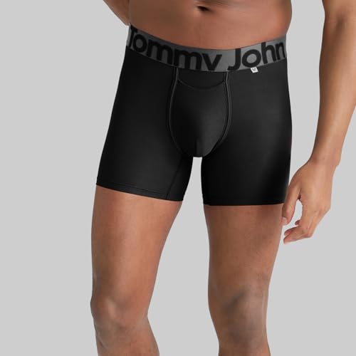 Tommy John Men’s Underwear, 360 Sport Trunks Hammock Pouch, Short 4" Inseam, Moisture Wicking Underwear, Soft Breathable Waistband Boxer Briefs Quick Dry, Black, Large2