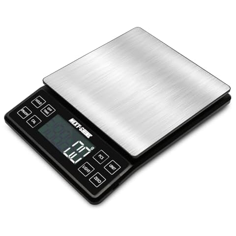 NEXT-SHINE Food Kitchen Scale Rechargeable, 5kg/11lb Digital Large Scale with LCD Backlit Display and Protective Tray, Accuracy 0.1g for Baking Cooking Meal Prep, 304 Stainless Steel Weighing Platform Cover
