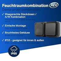 REV AquaStorm Aufputz Steckdose mit Schalter, IP55, waagrecht, anthrazit – Ansicht 2