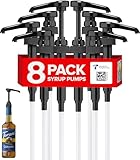 8-Pack Black Little Squirt Syrup Pumps for Coffee Syrup Bottles, Fits 750ml 25.4oz Torani, Skinny, DaVinci Bottles, Coffee Syrup Dispenser for Coffee Bar