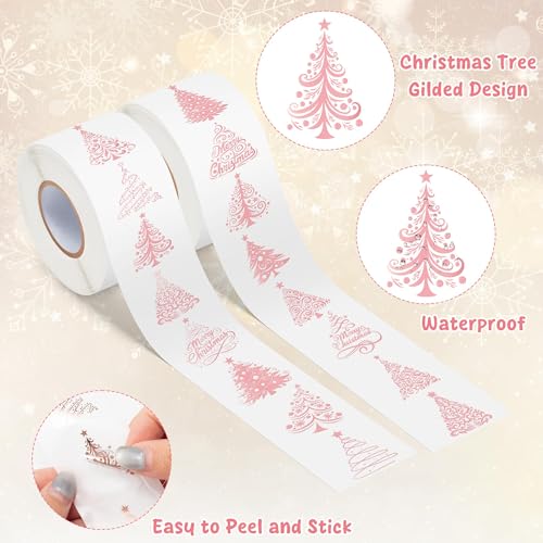 Image of Foil Christmas Tree Sticker - 1000 Pcs Easy Peel Metallic Tree Waterproof Vinyl Reusable Laptop Sticker Coloring Book Scrapbook Water Bottle Page Activity Pad Christmas Party Favor Skateboard