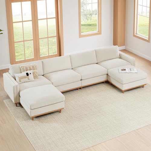 Image of CHITA 153 inch Super Large Sectional Modular Sofa, Down Filled, 6 Seat, Linen