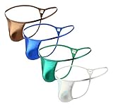 Swbreety Men's Sexy G-String Metallic Briefs Shorts Shiny Thong Underwear