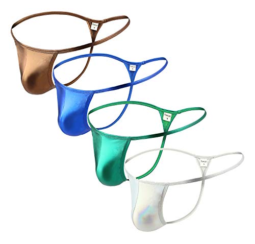 Swbreety Men's Shiny Fashion Metallic Thong G-String Bikinis Underwear Briefs
