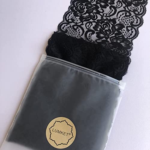 Lumket 6 Inches Wide Stretchy Lace Ribbon Elastic Trim Fabric With Floral Pattern For Bridal Wedding Decorations , Sewing Diy Making And Diy Crafts-5 Yards (910 Black) #TOP1