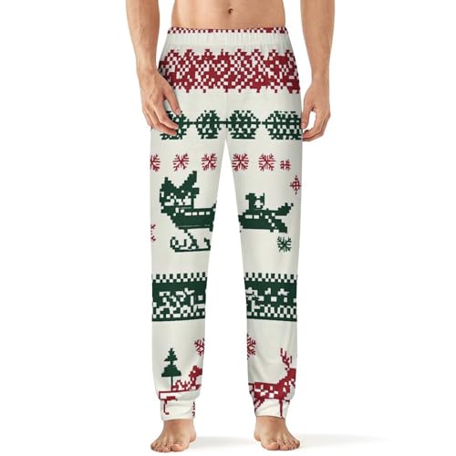 Christmas Santas Sleigh Breathable Mens Pajama Pants Lounge Sleep PJ Bottoms Sleepwear Jogger