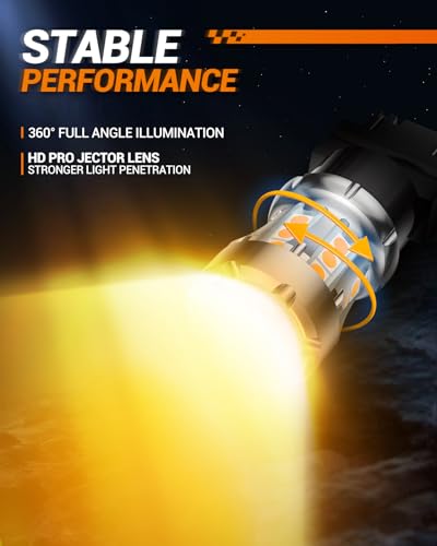 Image of SEALIGHT LED Turn Signal Bulbs 3157 LED Bulb Amber Yellow, 600% Brighter 3156 3057 3157A LED Bulb with Extra Resistor for Front Rear Turn Signal Light, Side Marker Parking Light, 2 Pieces