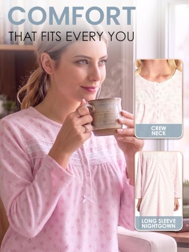 Image of Casual Nights Women's Cozy Long Sleeve Fleece Nightgown