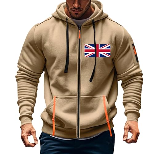 Sweat à capuche zippé drapeau Royaume-Uni pour homme à manches longues