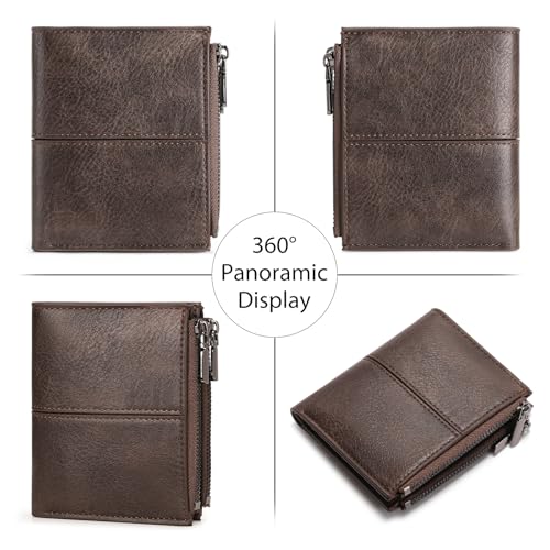 Image of Zipper Wallet for Men Bifold Wallets with 1 ID Window 7Card Slot Coin Pocket- Big Capacity Credit Card Travel Wallet