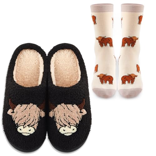 Chaussettes thermiques douces motif vache, cadeau de Noël idéal