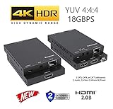 4K HDBT Extender Kit HDR 18GBPS HDMI Over Single CAT5e CAT6 CAT7 2.0B 4K @ 60hz UltraHD YUV 4:4:4...