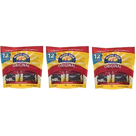Pacific Gold Original Beef Jerky Value Pack - 3 Bags of 12 - 1.25 oz per Bag Bag - Total 36 Cover