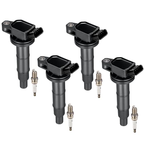 Image of BDFHYK Ignition Coil Pack UF333 and Iridium Spark Plug 7092 Compatible with Toyota Camry 2002 2003 2004 2005 Toyota RAV4 2001-2008 Toyota Corolla Scion tC xB Lexus Toyota Coil Pack 2.4L l4 Set of 4