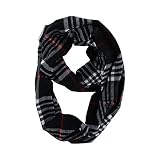 Unisex Women's Stylish Plaids & Check Soft Cozy Winter Infinity Cowl Scarf (Black)