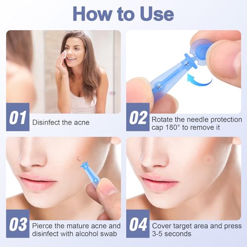 50 Pack Disposable Acne Pimple Popper Needles and 72 Dots Acne Pimple Stickers, for Acne Whitehead Acne Closed Mouth Clear Acne Needle (50 Pack) - Image 5