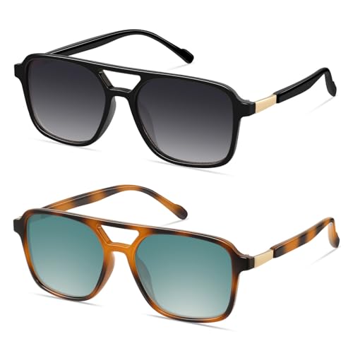 Image of GRFISIA Retro Aviator Sunglasses for Women Men Trendy Rectangle Womens Mens Sun Glasses Shades for Driving Vacation UV400