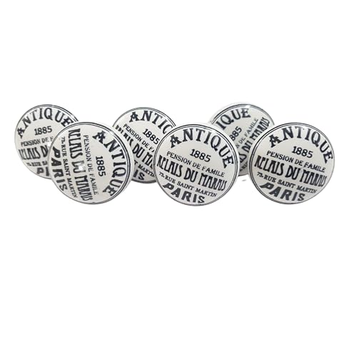 Image of Vintage Ceramic Knobs For Kids and Kitchen Cupboards, Drawers, Wardrobes, PC Cabinets, Almirahs, Dressers, Decorative Pull Handles For Dressing Table and Home Decor - Set of 6, Antique Paris
