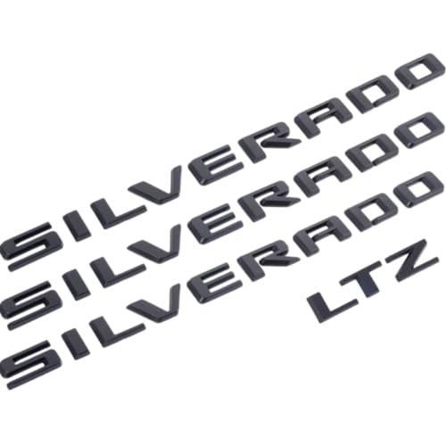 Image of 4pack for Silverado Plus LTZ Emblems 2019-2025 3D Letters Badges Compatible with Silverado (Gloss Black)