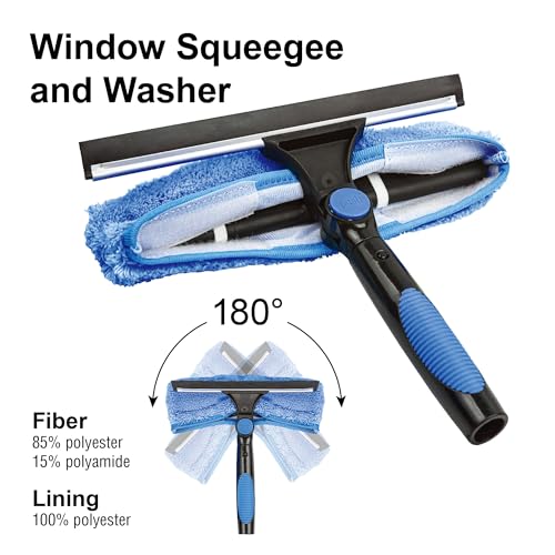 Image of Vaughan 5 Piece Home Cleaning Kit with 24 Foot Telescoping Extension Pole, Window Squeegee and Washer, High Ceiling Fan Duster, Cobweb Duster 050231ECE