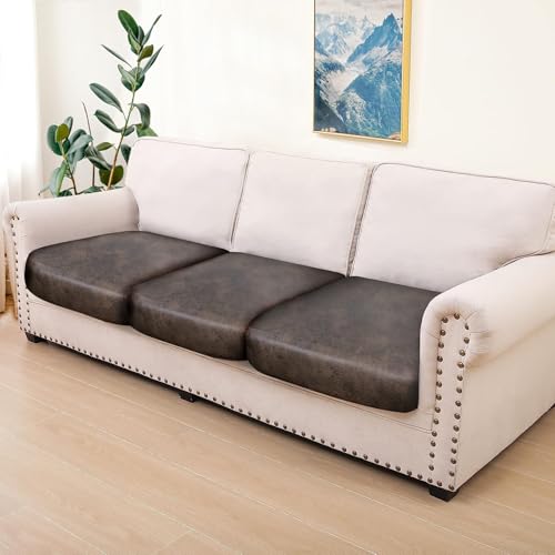 Anarachon Leather Look Couch Cushion Covers Sofa Seat Slipcovers Sets Couches Furniture Protector For Sectional Armchair Loveseat Pets Kids Stretch Spandex Fabric thumb #6