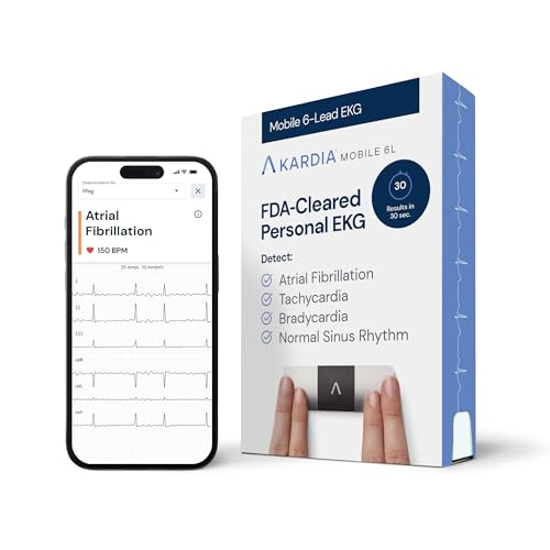 KardiaMobile 6L EKG Monitor, Medical-Grade, FDA-Cleared Heart Monitor, 6 Views of the Heart, Results in 30 Seconds, Unlimited Recordings, Works with Smartphones, HSA&FSA Eligible, Pocket-Size