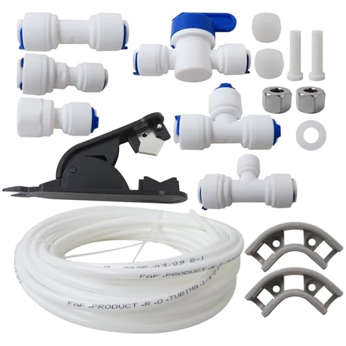Upgraded Refrigerator Water Line Kit Connection and 1/4 Compression Ice Maker Installation Kit,1/4" OD Tubing with Quick Connect Universal for GE LG Whirlpool Samsung Frigidaire