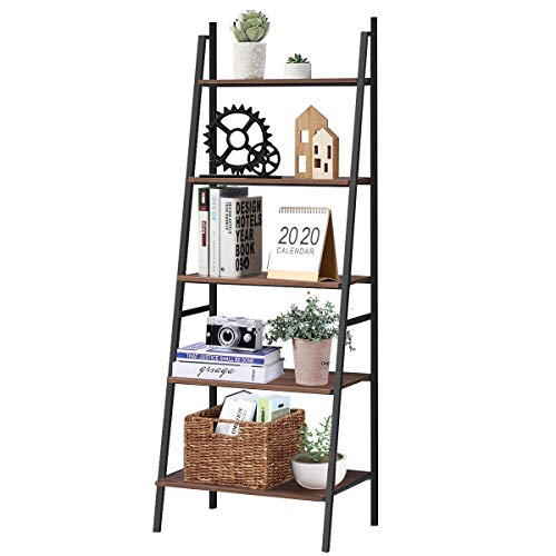 Tangkula-Ladder-Shelf-5-Tier-Industrial-Bookcase-Multifunctional-Display-Bookshelf-Wooden-Look-Plant-Flower-Stand-with-Metal-Frame-Decor-Furniture-for-Home-Office Tangkula Ladder Shelf 5 Tier Industrial Bookcase Multifunctional Display Bookshelf Wooden Look Plant Flower Stand with Metal Frame Decor Furniture for Home Office