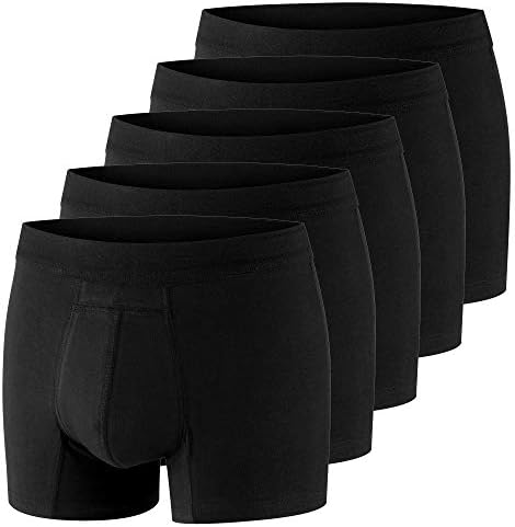 PROTECHDRY Washable Urinary Incontinence Cotton Boxer Brief Underwear for Men with Front Absorbent Area, Black XX-Large - 5 Pack (Buy 4 GET 1 Free)