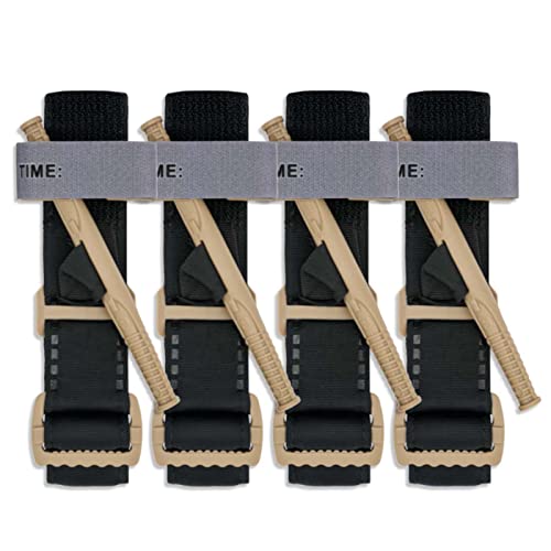 Rhino Rescue Medical Tourniquets One-Handed, Emergency Hemorrhage First Aid Kit, Combat Outdoor Control Life Saving Emt Mil-Spec Tactical With Windlass 4Pcs Coyote #TOP26